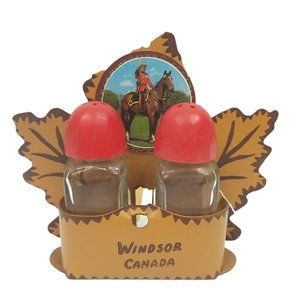 Vtg Salt Pepper Shakers Royal Canadian Mountie Police Souvenir Maple Leaf MCM